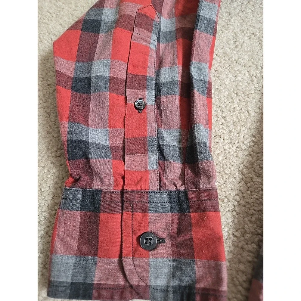 J. Crew Button‎ Down Shirt Large L Long Sleeve Plaid Red Black Gray Cotton 100%